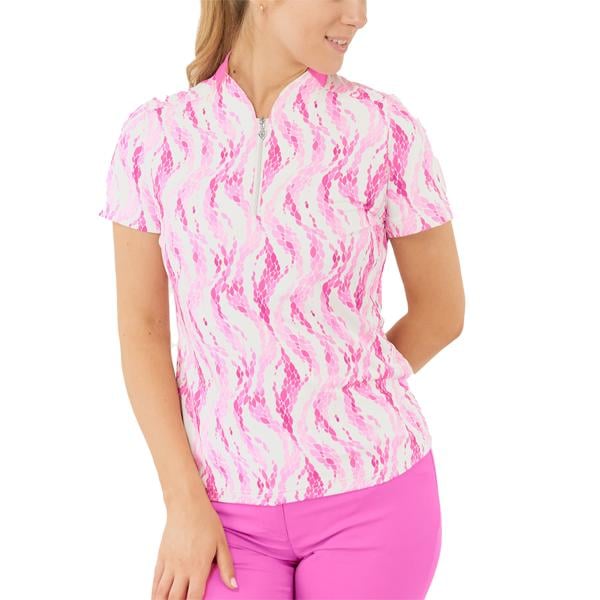 Pure Golf Ladies Felicity Short Sleeve Polo Shirt - Rose Water