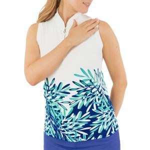 Pure Golf Ladies Carly Sleeveless Polo Shirt - Floating Palms