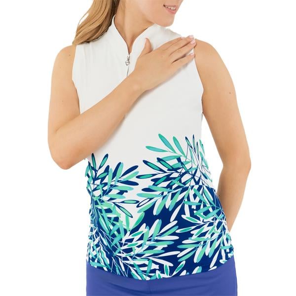 Pure Golf Ladies Carly Sleeveless Polo Shirt - Floating Palms