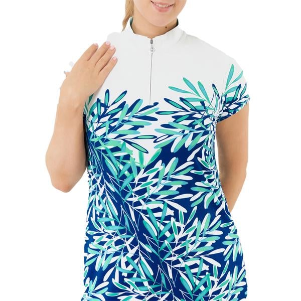 Pure Golf Ladies Carly Cap Sleeve Golf Dress - Floating Palms Yale