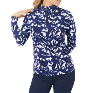 Pure Golf Ladies Serenity Long Sleeve Zip Top - Wild Peony Navy