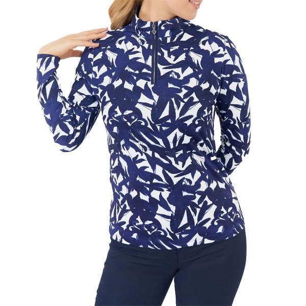 Pure Golf Ladies Serenity Long Sleeve Zip Top - Wild Peony Navy