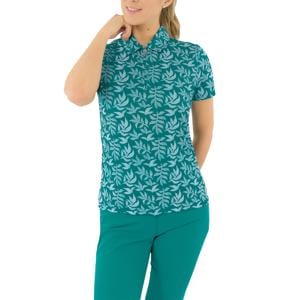Pure Golf Ladies Amity Short Sleeve Polo Shirt - Teal Frondescence