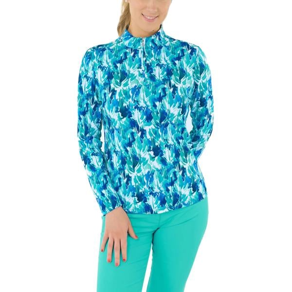 Pure Golf Ladies Serenity Long Sleeve Zip Top - Water Lily