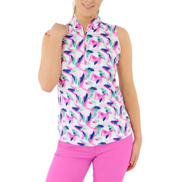 Pure Golf Ladies Ellen Sleeveless Polo Shirt - Portrait Of Paradise