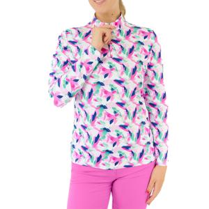 Pure Golf Ladies Serenity Long Sleeve Zip Top - Portrait Of Paradise