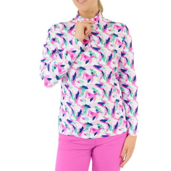 Pure Golf Ladies Serenity Long Sleeve Zip Top - Portrait Of Paradise