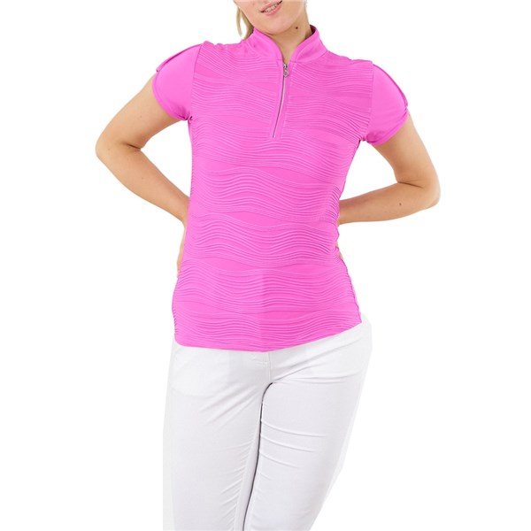 Pure Golf Cove Ladies Cap Sleeve Polo Shirt - Azalea