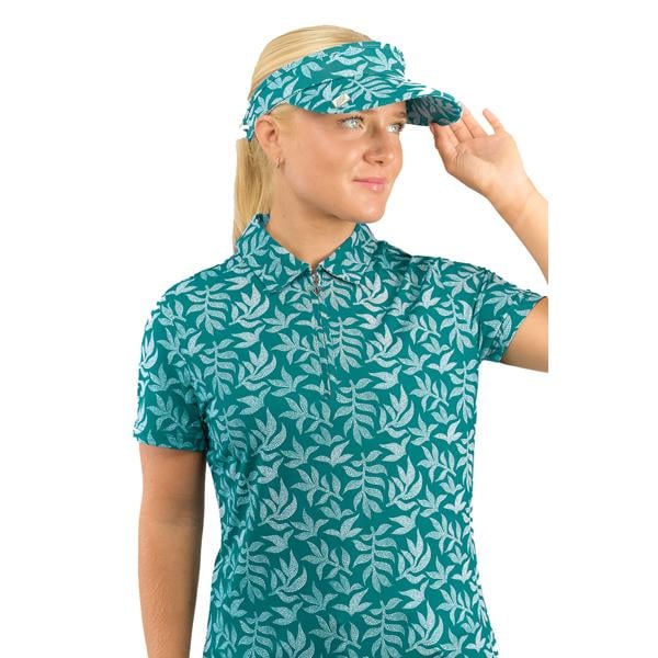 Pure Golf Ladies Arielle Patterned Telephone Wire Visor - Teal Frondescence