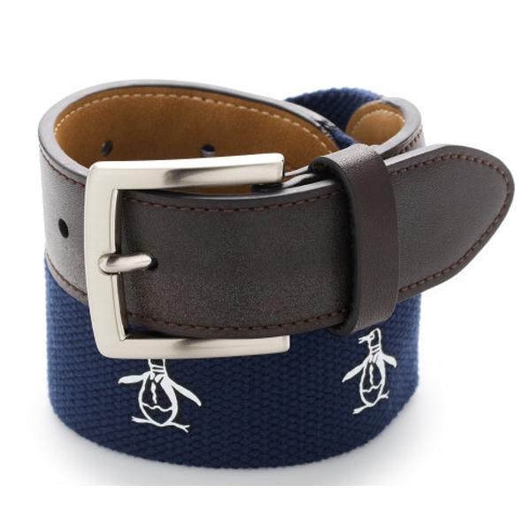 Original Penguin Mens Printed Cotton Web Belt