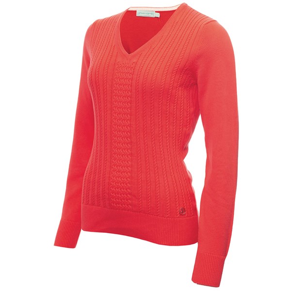 Green Lamb Ladies Gillian Slim Fit V-Neck Cable Sweater