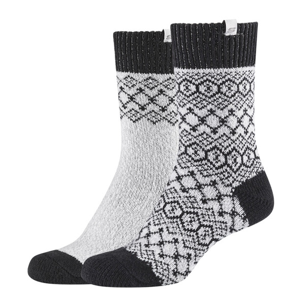 Skechers Ladies Fluffy Jaquard Gift Crew Socks (2 Pairs)