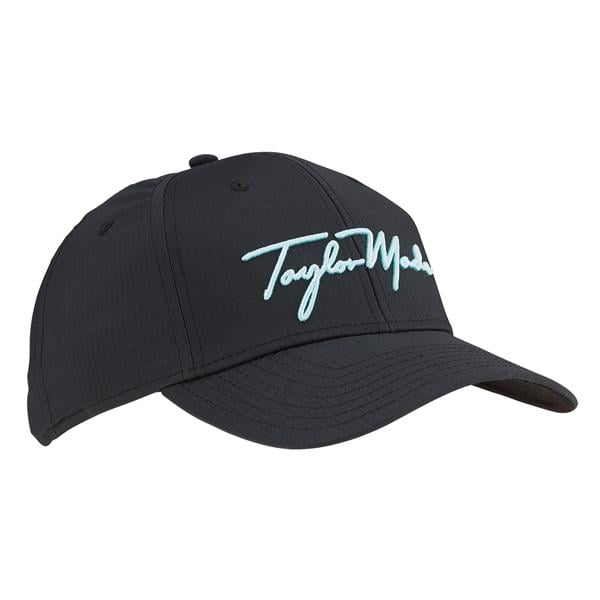 tm23acc td920 n8940101 womens tm script hat black aqua 3qr v1