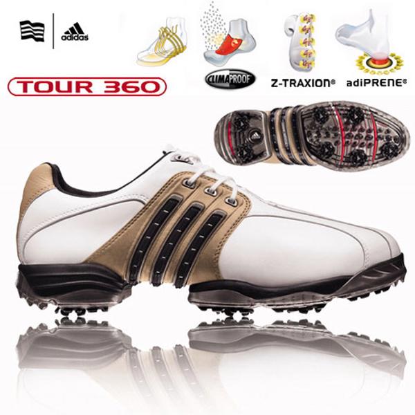adidas Tour 360 II Shoes (White/Khaki/Black) Wide