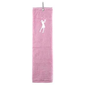 Ladies Embroidered Terry Cotton Lady Golfer Tri-Fold Towel