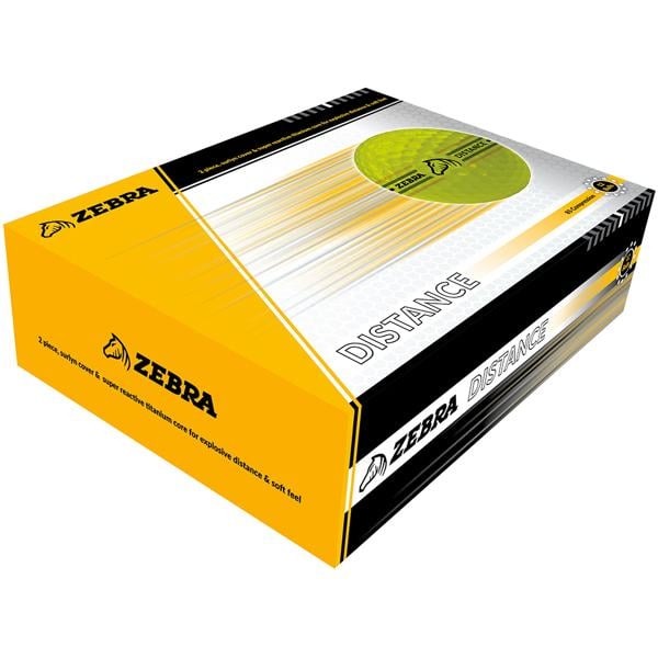 Zebra Distance 360 Alignment Yellow Golf Balls 12 Balls